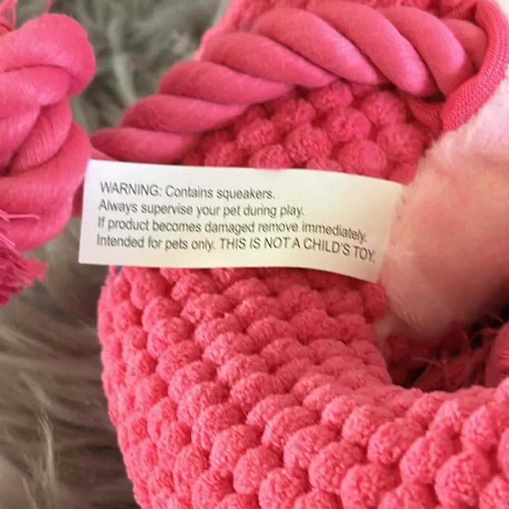 Iguana Plush dog Toy with Squeaker and Rope Legs Hot Pink